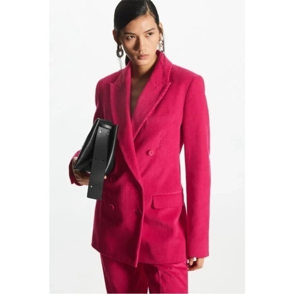 COS Blazer Hot Pink Double Breasted Corduroy